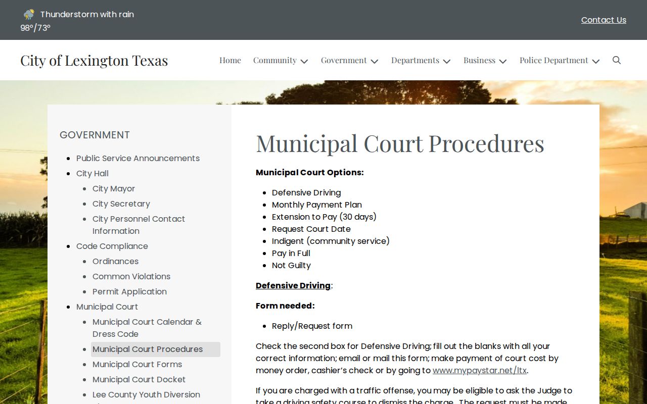 Lexington city court capias pro fine procedures and payment options